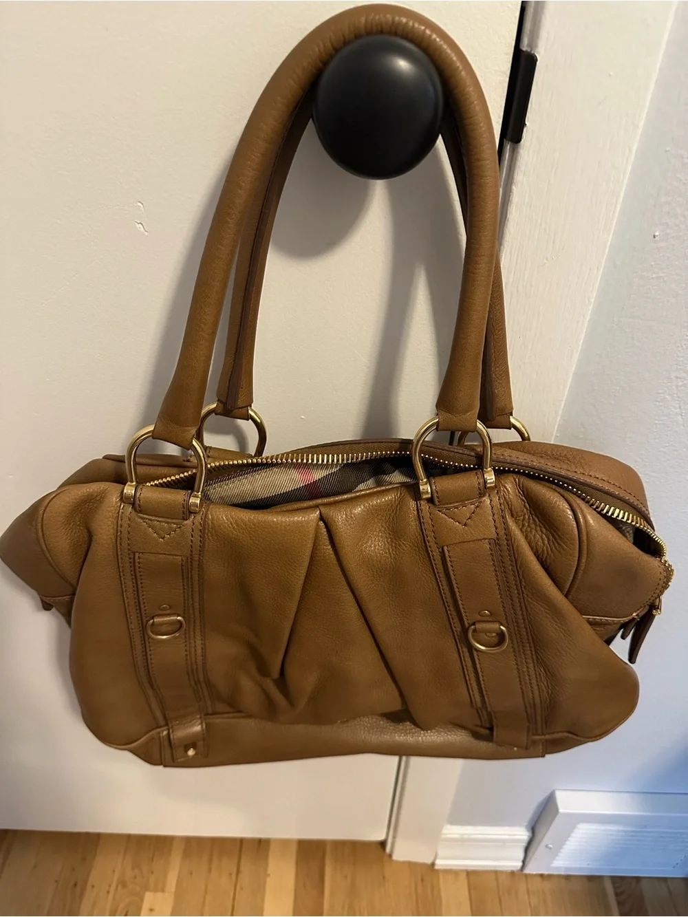 Burberry Classic Tan Leather Satchel Handbag